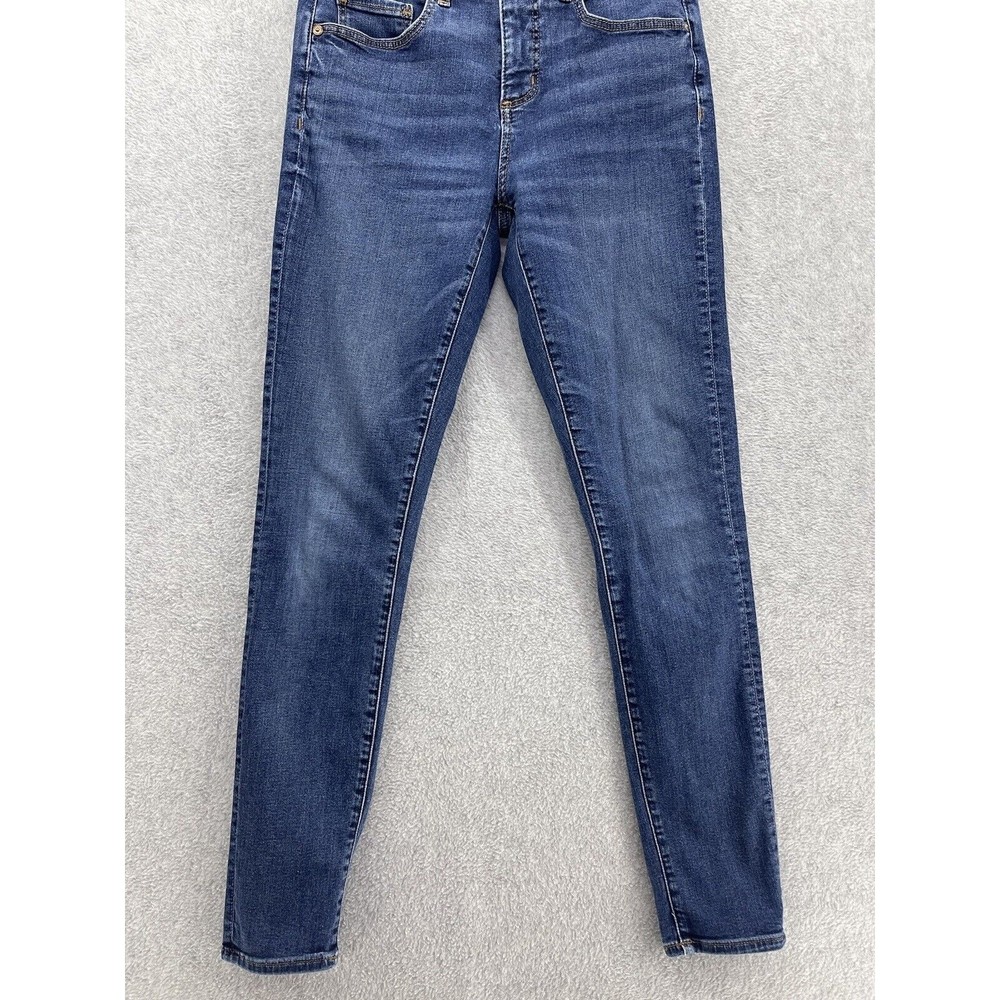LOFT Ann Taylor Women's Blue Denim Jeans Size 4 Medium Wash Blend Skinny Crop - Picture 13 of 13